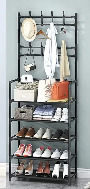 Shoe Rack With Hangers Black