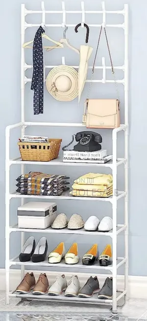 White Shoe Rack With Hangers