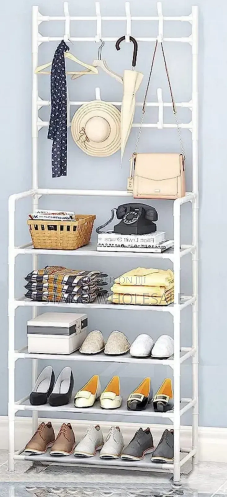 White Shoe Rack With Hangers
