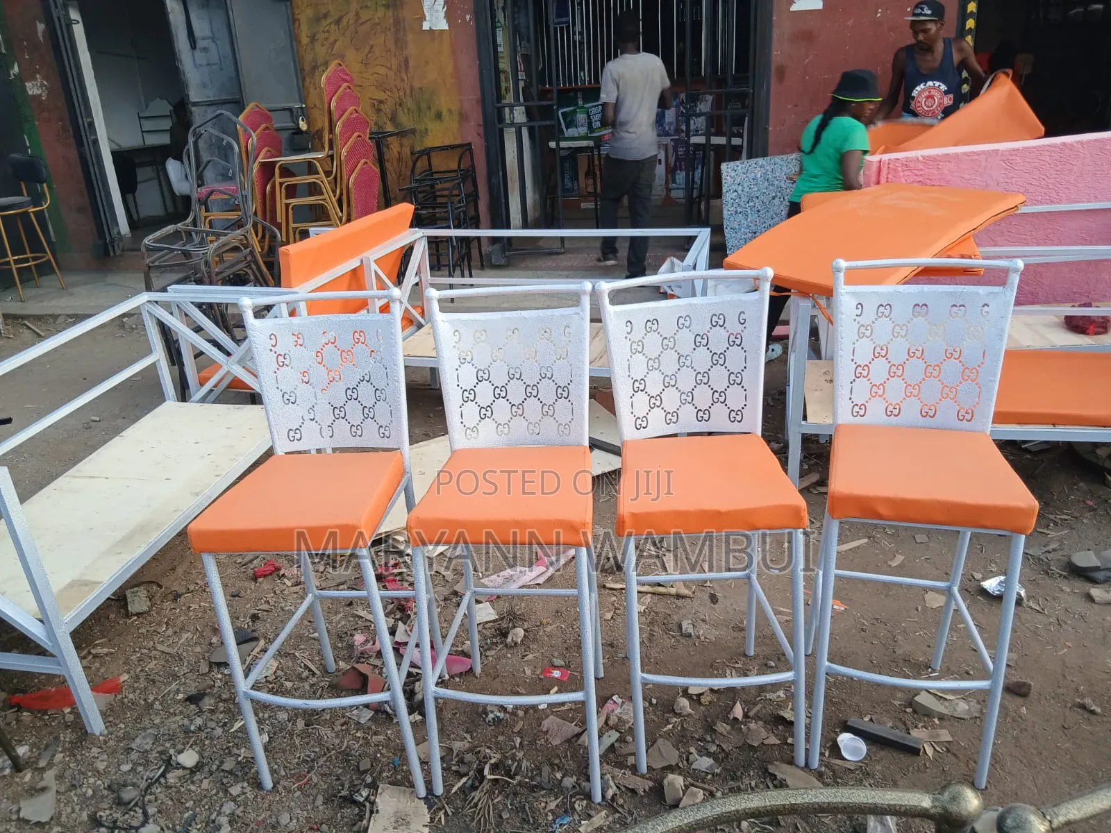 High Powered Coated Chairs With Orange Seats