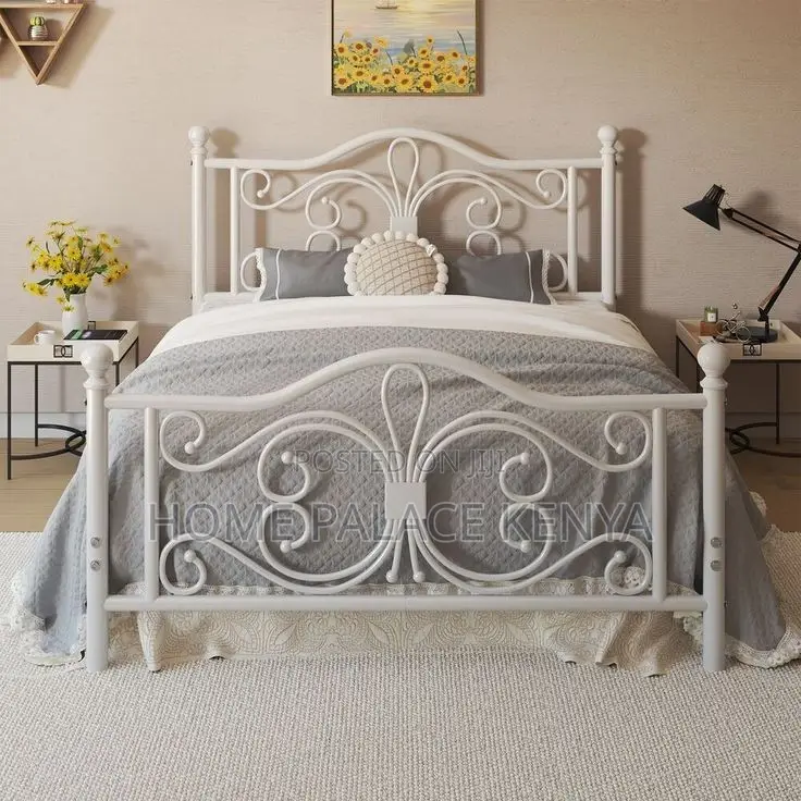 Bed; Premium Metal Kids Bed Frame for Comfortable Sleeping