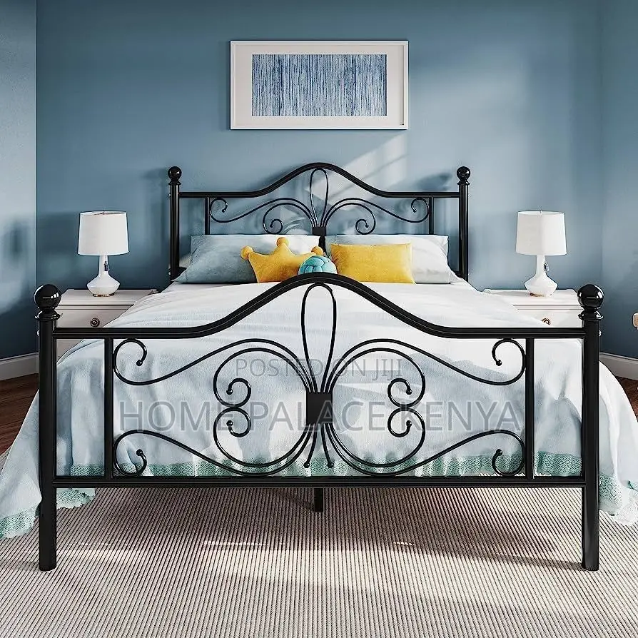 Bed; Premium Metal Kids Bed Frame for Comfortable Sleeping