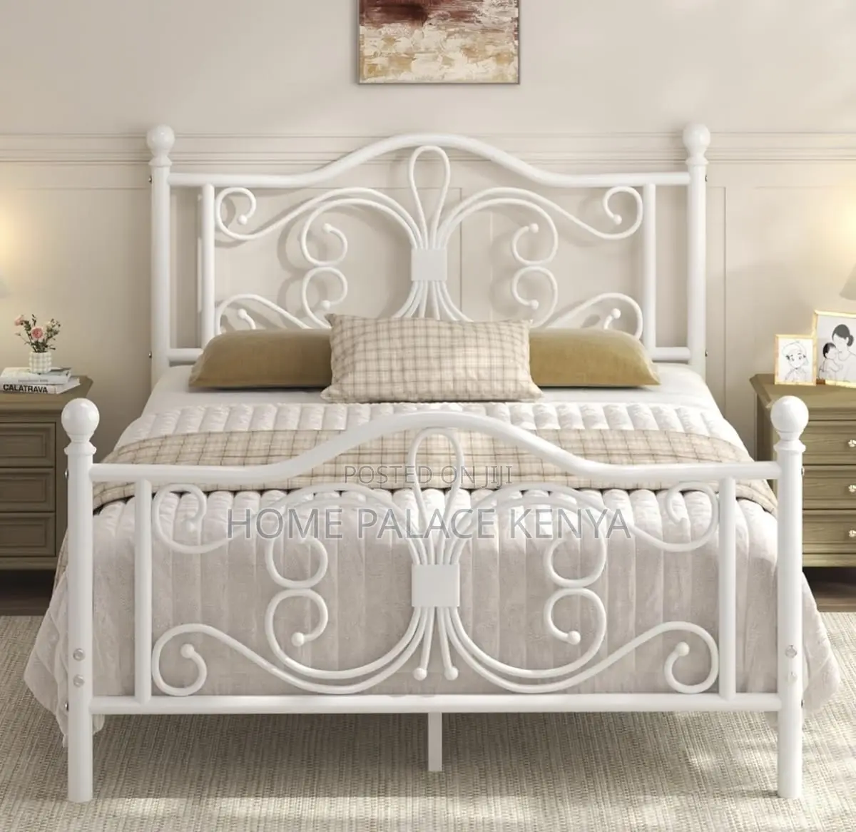 Bed; Premium Metal Kids Bed Frame for Comfortable Sleeping