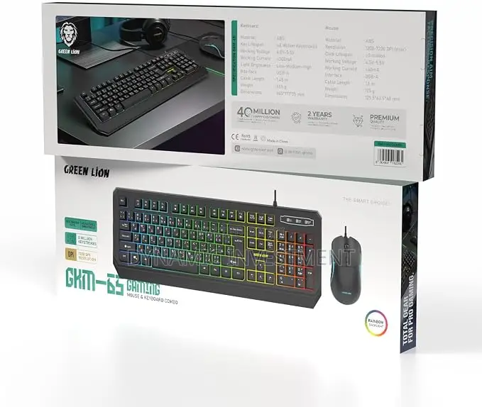 Green Lion Gaming Mouse & Keyboard Combo - Wired, Black