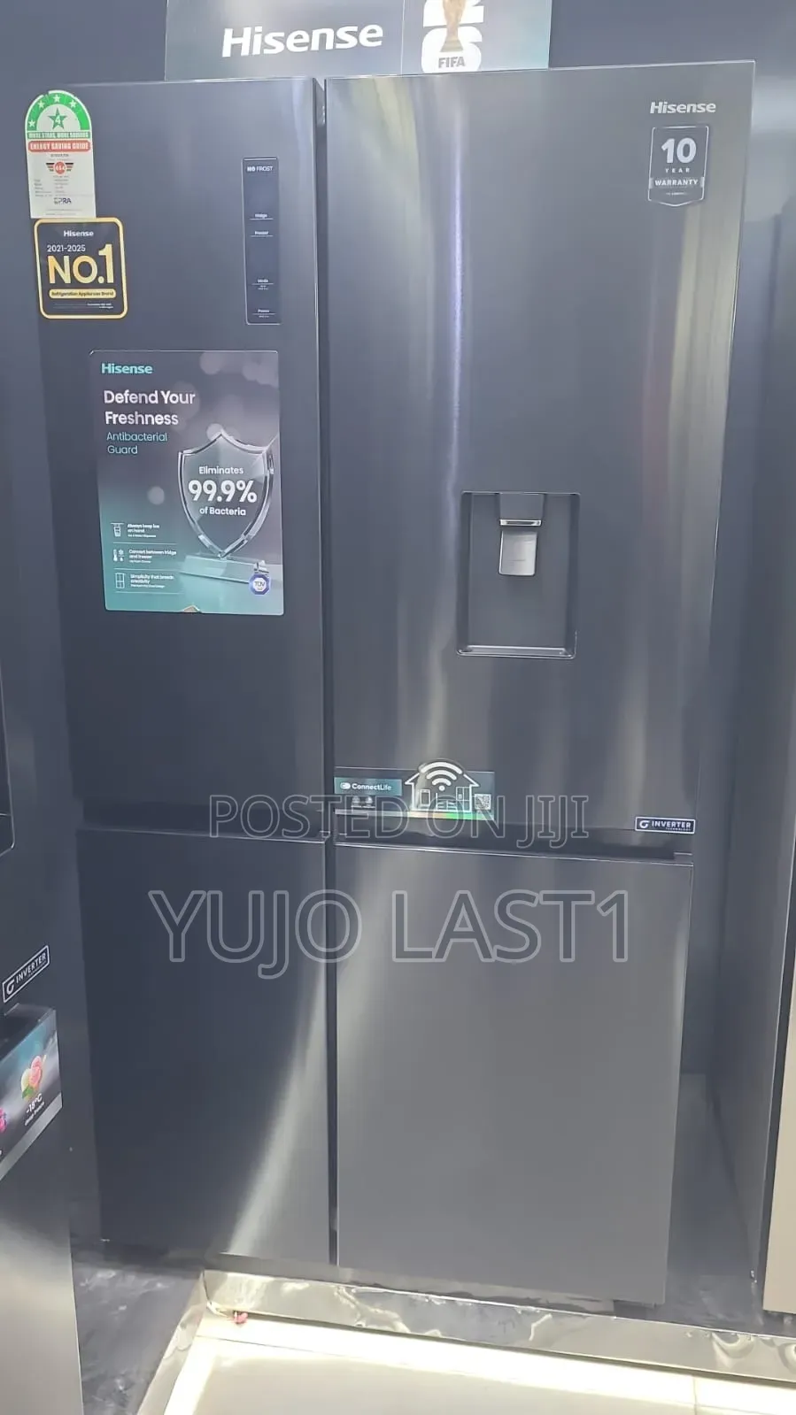 Hisense REF668DR 668L Non-Frost Side by Side Fridge Black