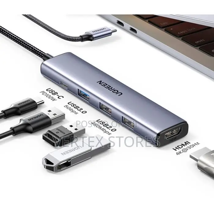 UGREEN 5-in-1 USB-C Docking Station – 4K HDMI & 100W PD (Gray)