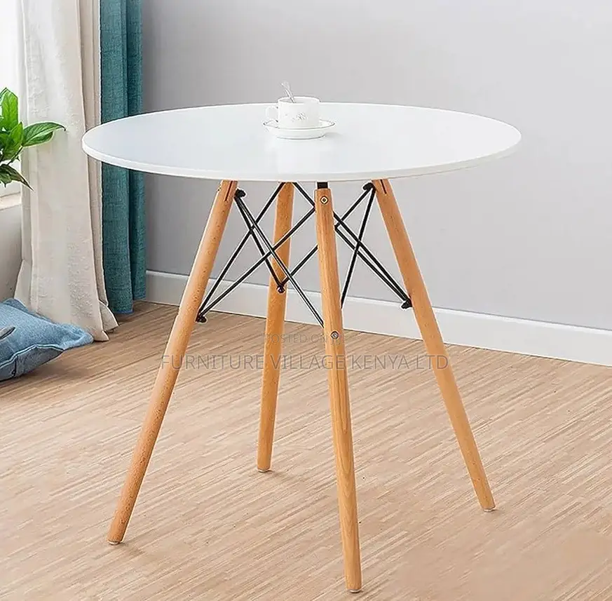 Dining Table; Modern Round White Top Office Dining Table