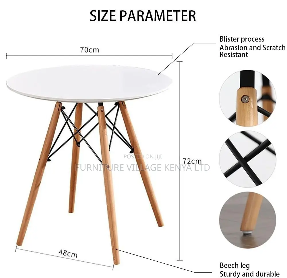 Dining Table; Modern Round White Top Office Dining Table