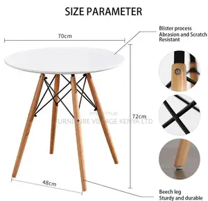 Dining Table; Modern Round White Top Office Dining Table