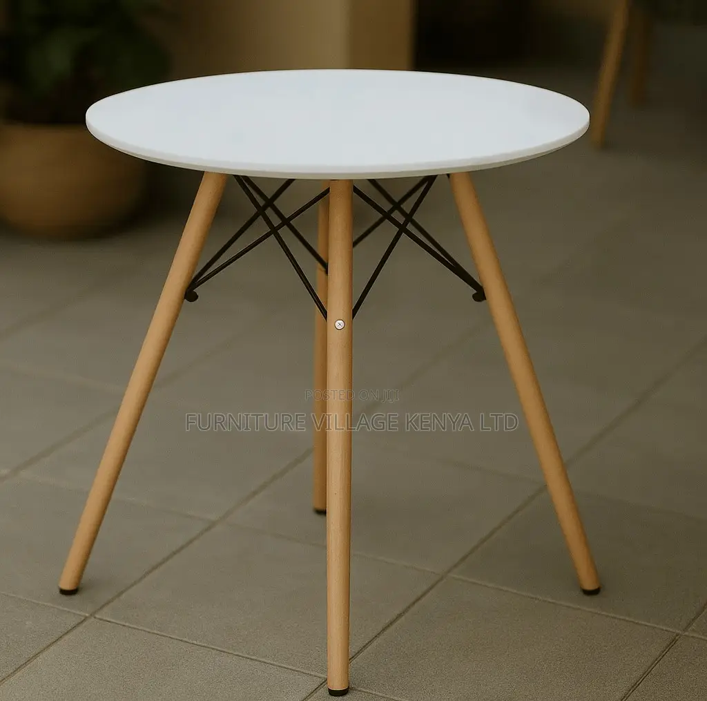 Dining Table; Modern Round White Top Office Dining Table