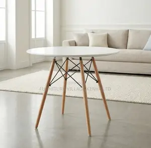 Dining Table; Modern Round White Top Office Dining Table