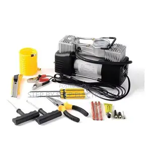 Free Puncture Repair Kit 12V Double Cylinder Car Air Compressor Pump