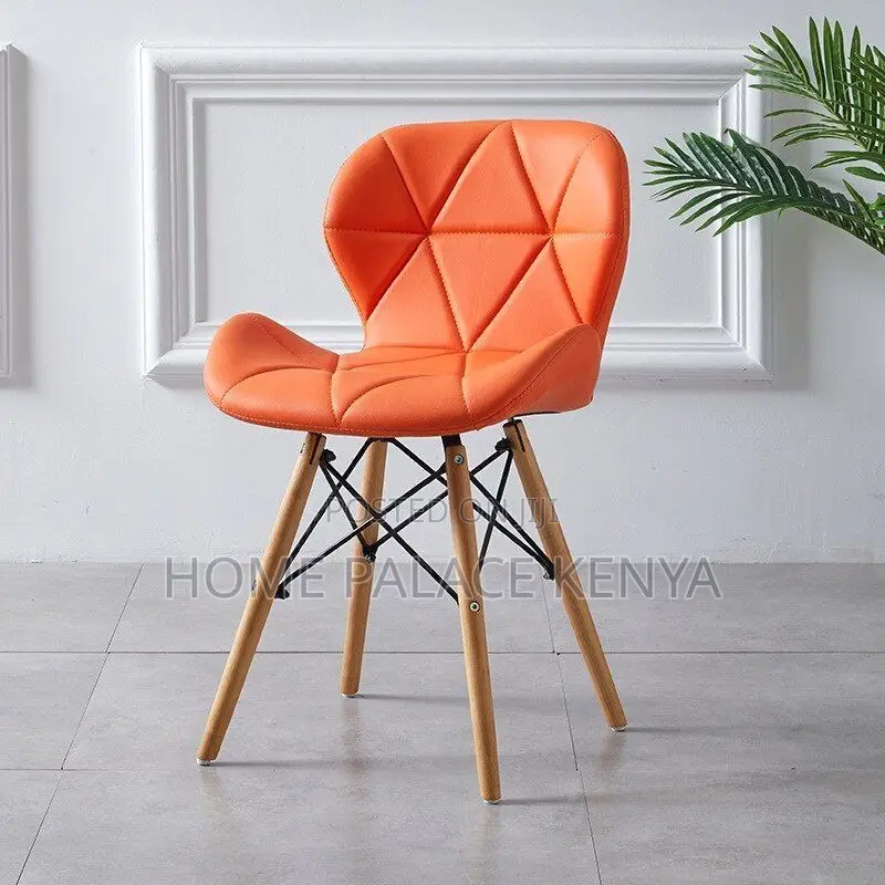 Dining Chair; Contemporary Eames Style Leather Chair for Dining Areas