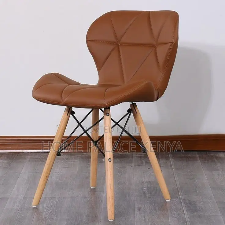 Dining Chair; Contemporary Eames Style Leather Chair for Dining Areas