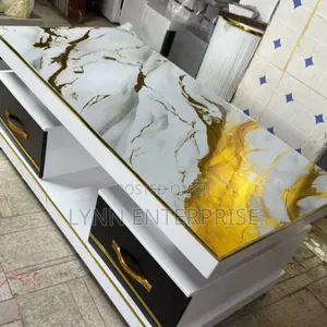 Executive White Coffee Table With Marble Topping