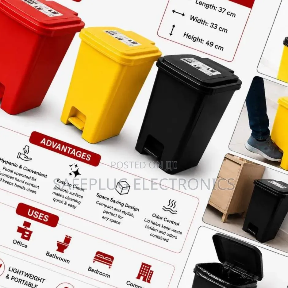 NEL Pedal Bin 30 Litres – Plain Waste Bin |