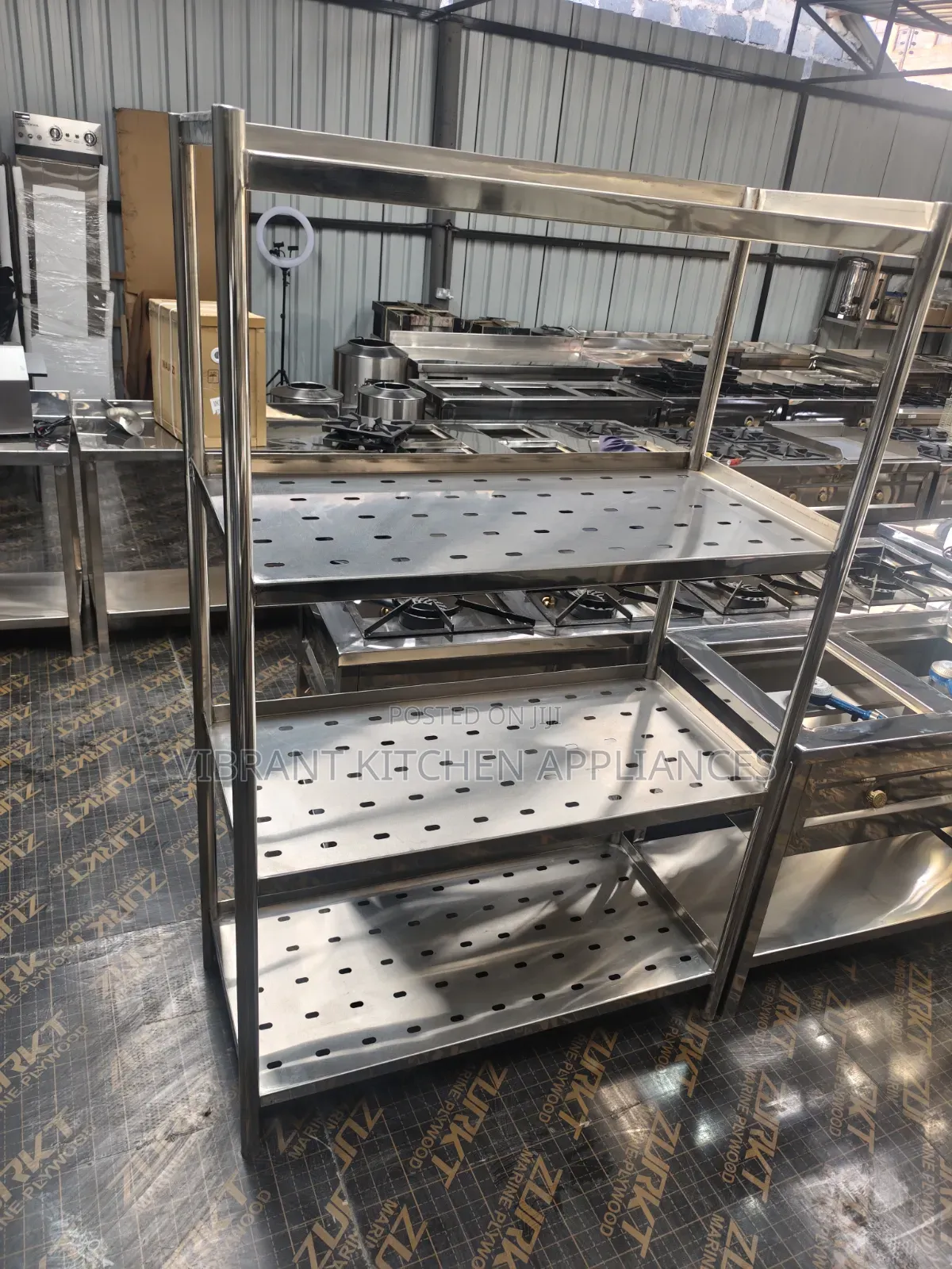 Four-Tier Stainless Steel Perforated Kitchen Rack