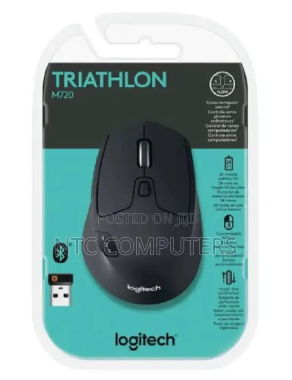 Logitech M720 Triathlon Multi-Device Wireless Mouse, Bluetooth- Black