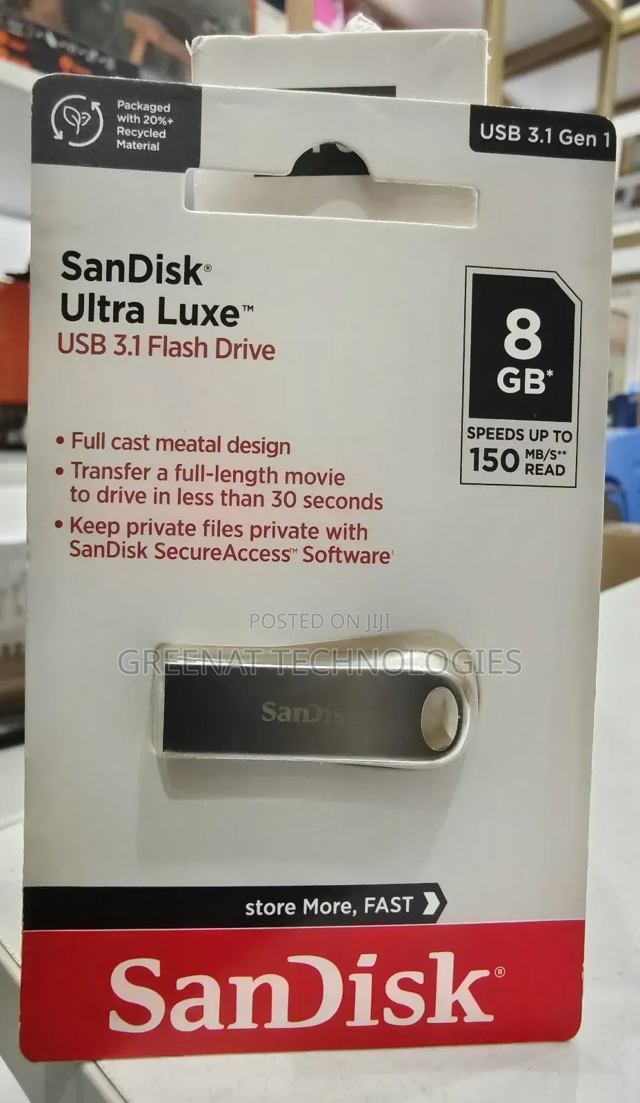 SanDisk Ultra Luxe 8GB USB 3.1 Flash Drive - 150mb/S Metal Original