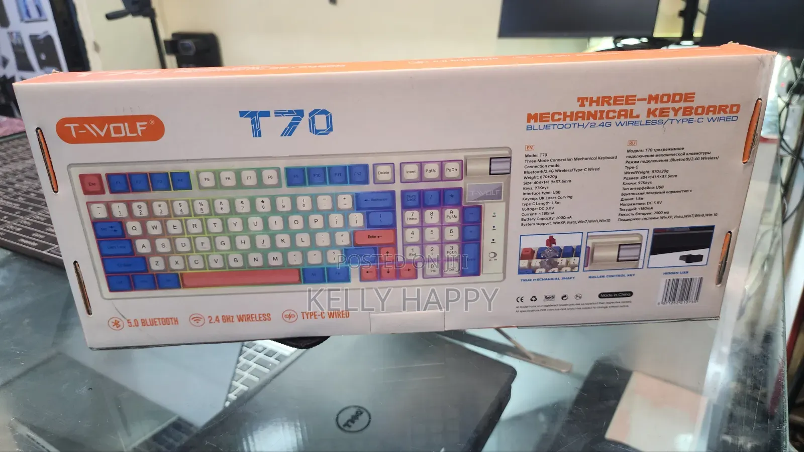 Tvolf T70 Wireless  Bluetooth Gaming Keyboard Wired Typec