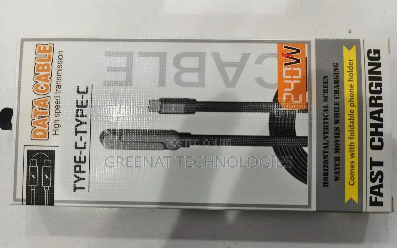 Braided 240W Type-C to C Fast Charging Cable With Phone Holder Stand