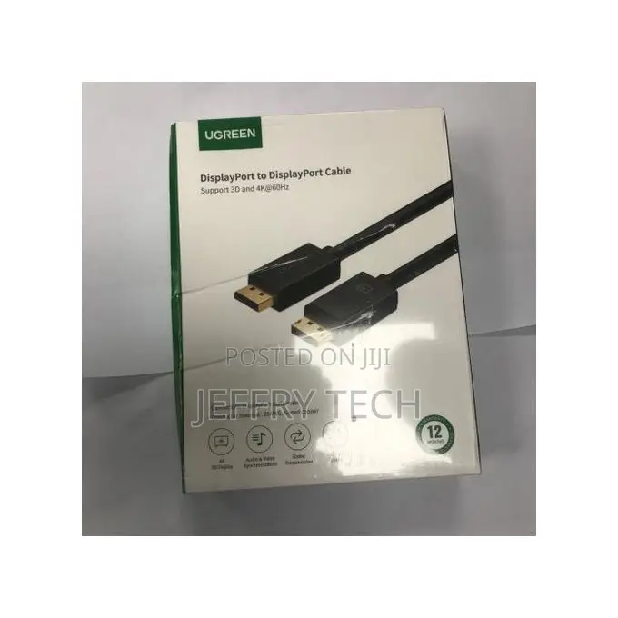 Ugreen DP Male to Male Cable 2m- Black