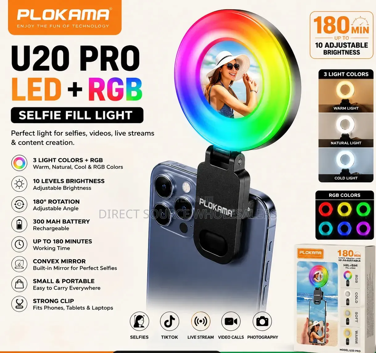 U20 Pro LED RGB Light With 180° Rotation