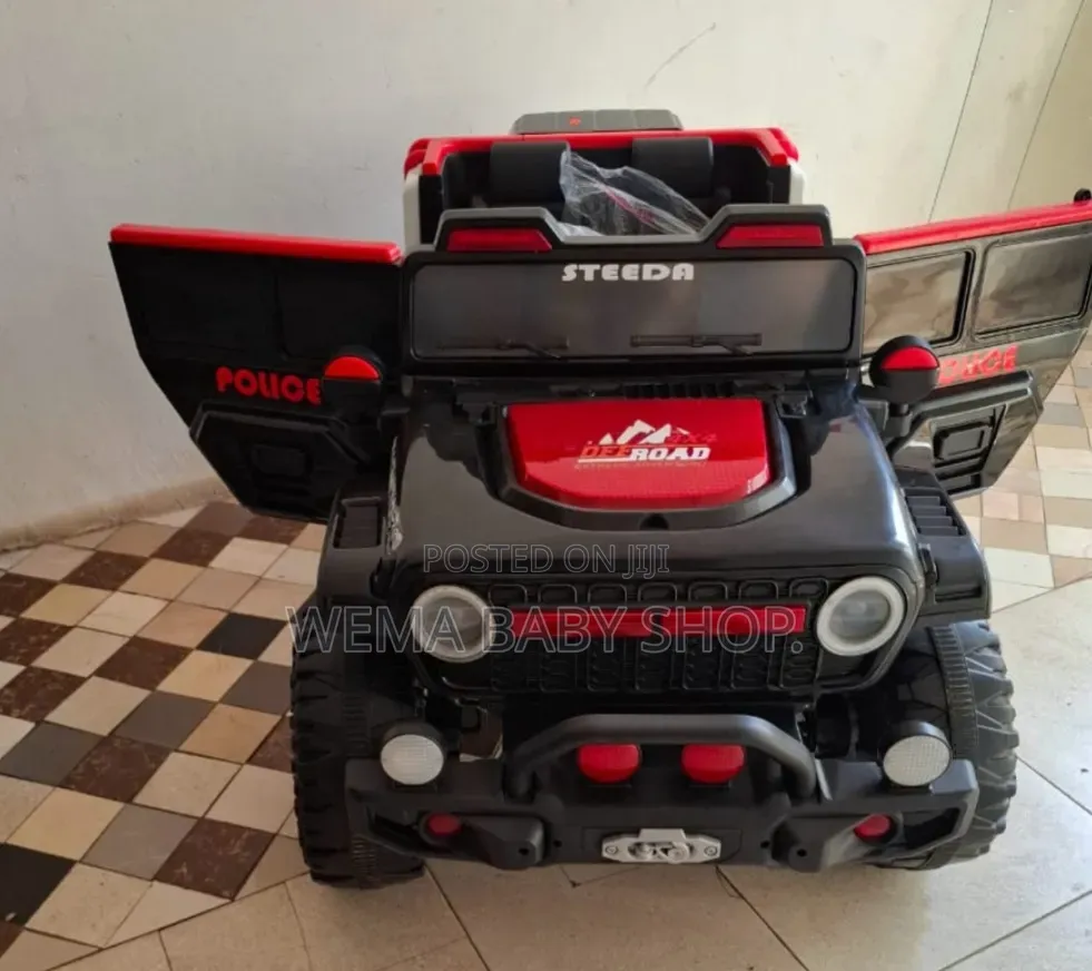 Kids Electric Ride-on Police Jeep 4-Wheel Drive/Led Lights/Remote