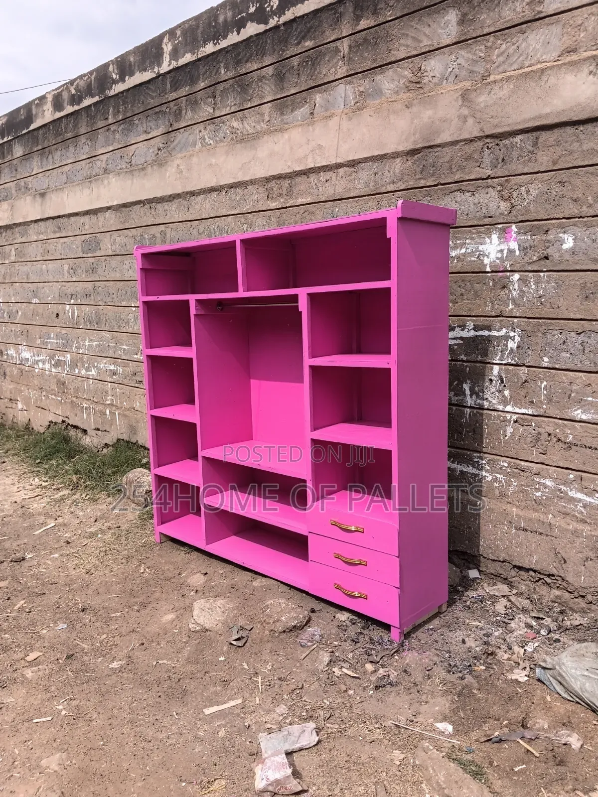 6 by 6 Spacious Pink Pallet Wardrobe