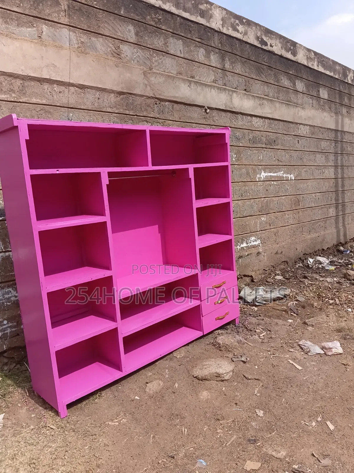 6 by 6 Spacious Pink Pallet Wardrobe