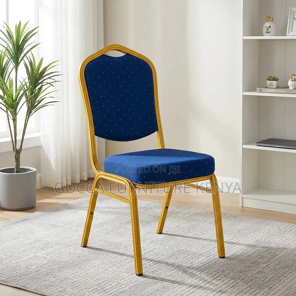 Blue Armless Conference Chair.