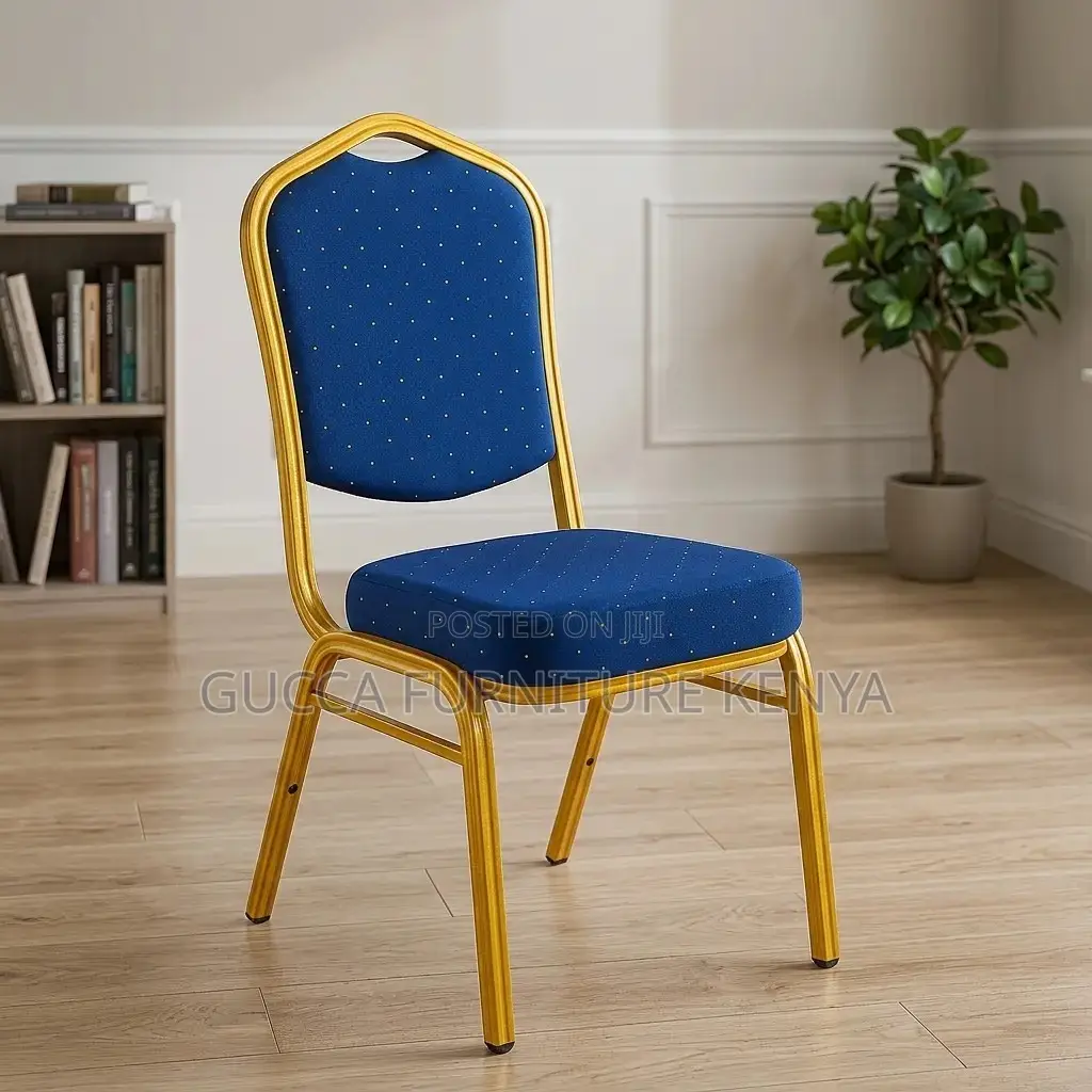 Blue Armless Conference Chair.