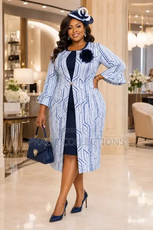 Beautiful Good Quality 2-Piece Dress Set (Long Coat and Dress)