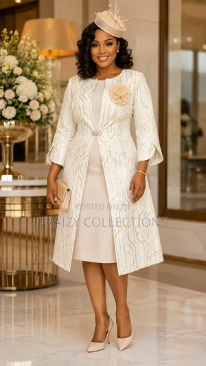 Beautiful Good Quality 2-Piece Dress Set (Long Coat and Dress)