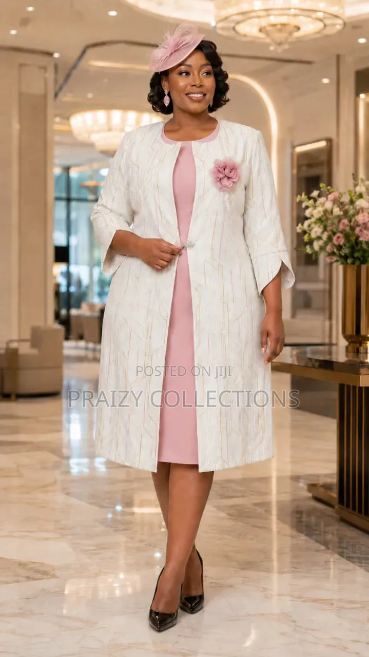 Beautiful Good Quality 2-Piece Dress Set (Long Coat and Dress)