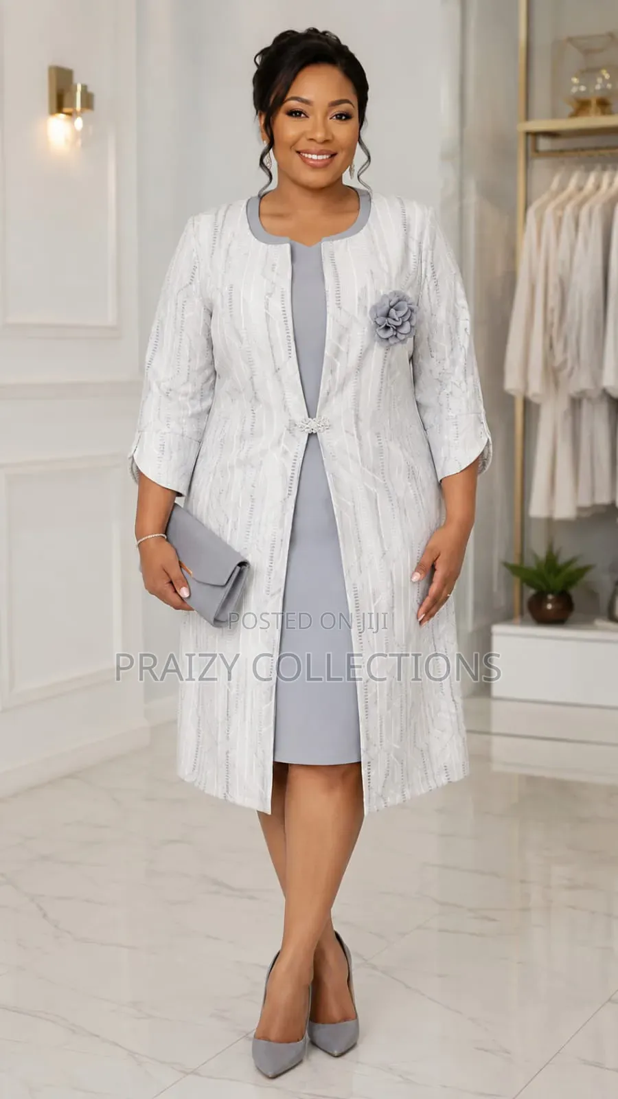 Beautiful Good Quality 2-Piece Dress Set (Long Coat and Dress)