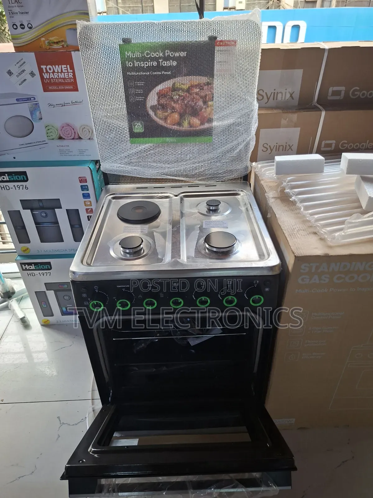 Syinix 60x60 3+1Cooker Electric Oven Turbo Fan Rotisserie Gas Sensor