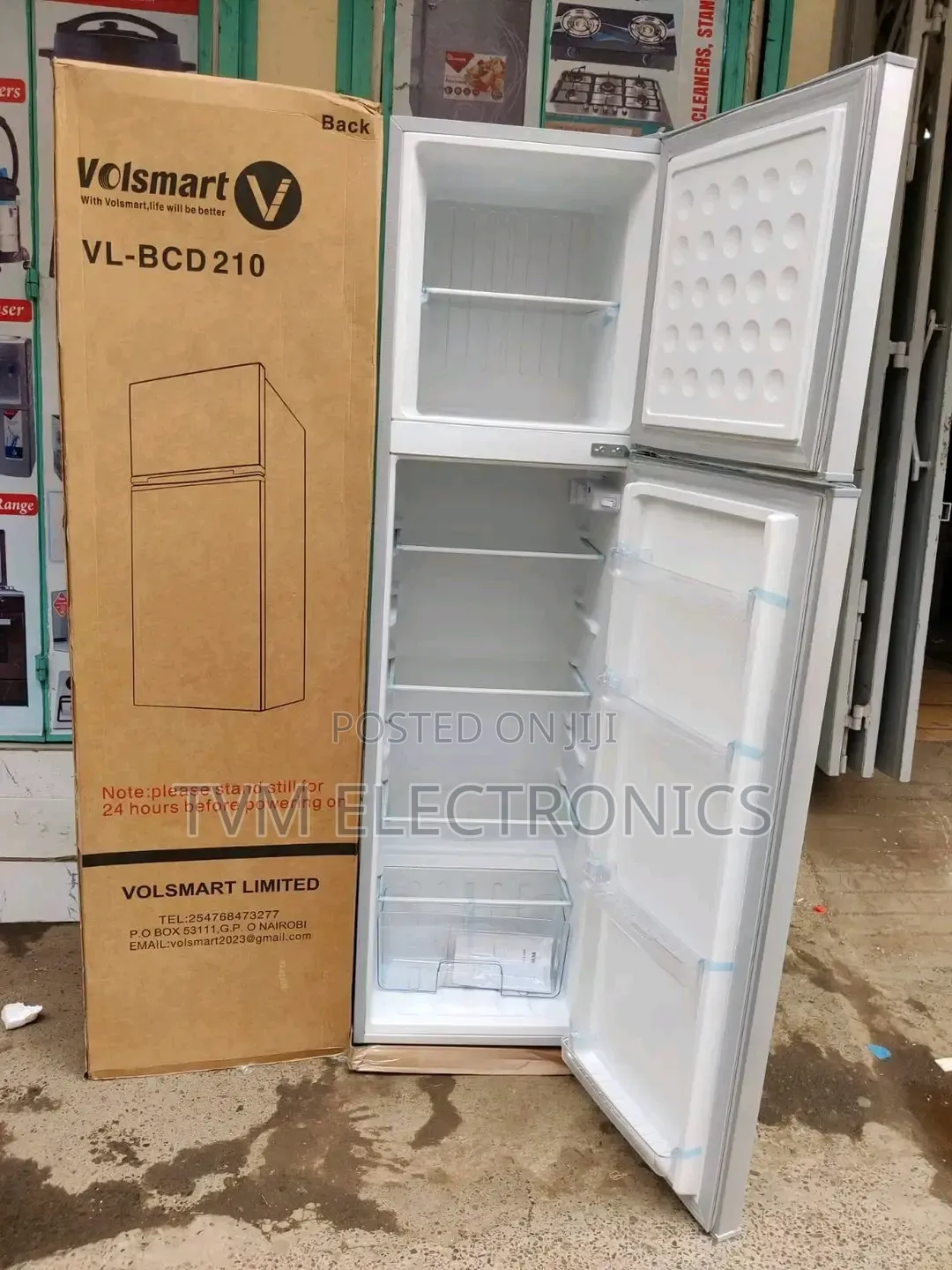 Volsmart VL-BCD210 210L Double Door Refrigerator ,Top Freezer Silver