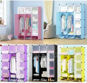 Portable 3- Column Plastic Wardrobes