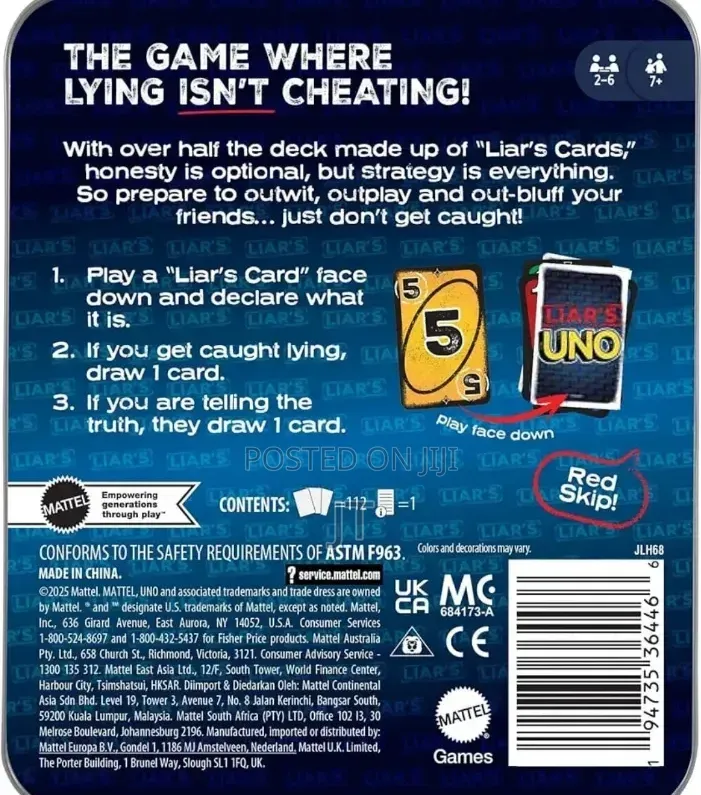 Liar's Uno Card Game