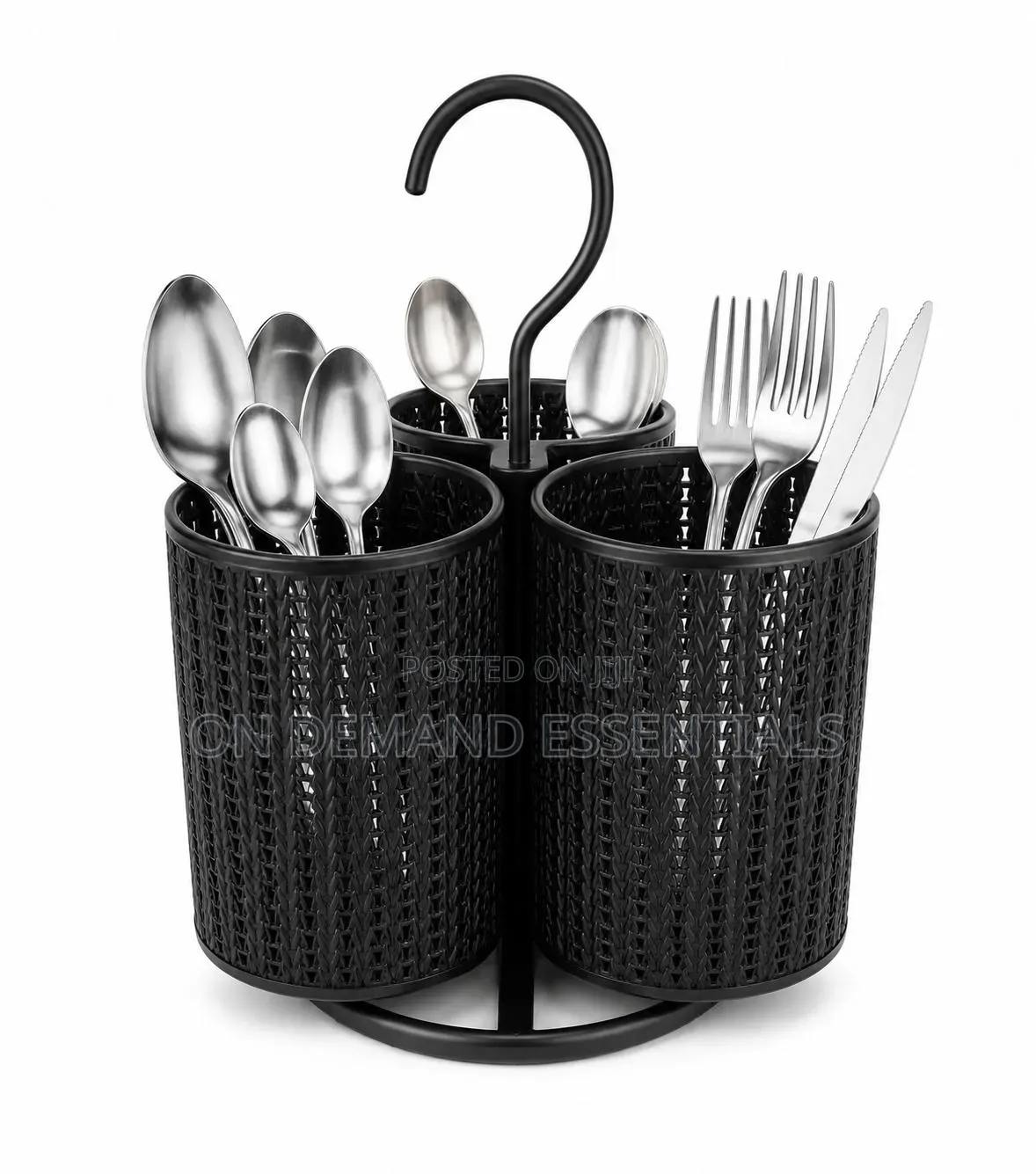 3-Compartments Rotating Stainless Cutlery Organizer