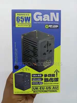 Remax RP-U191 65W GaN Fast Charger and Universal Travel Adapter.