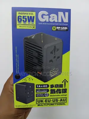 Remax RP-U191 65W GaN Fast Charger and Universal Travel Adapter.