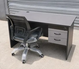 Grey Office Desk With a Matching Chair