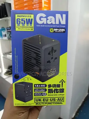 Remax Travel Adapter RP-U191 65W GaN 1A+4C Fast Charger.