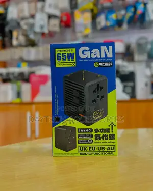 Remax RP-U191 1A+4C Multi Functional Gan Charger Travel Adapter -Black
