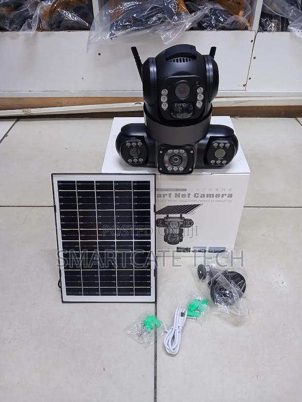 Triple Lens V380 Pro Wifi Enabled Outdoor CCTV Security Solar Camera