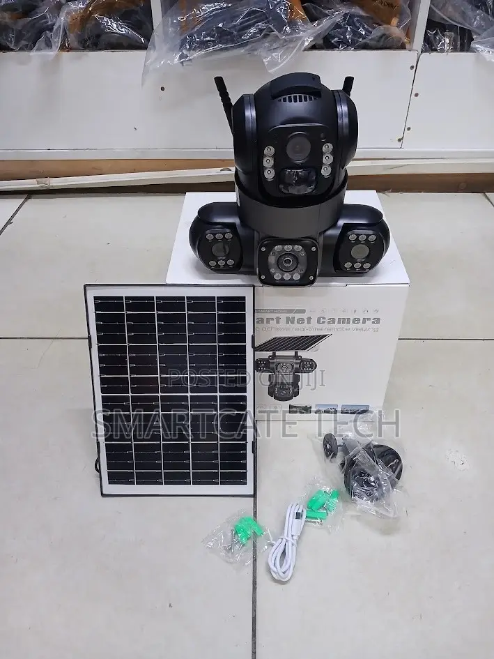Triple Lens V380 Pro Wifi Enabled Outdoor CCTV Security Solar Camera