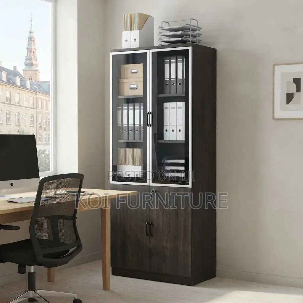 Office Cabinet; Two Door Executive Lockable Cabinet With Glass
