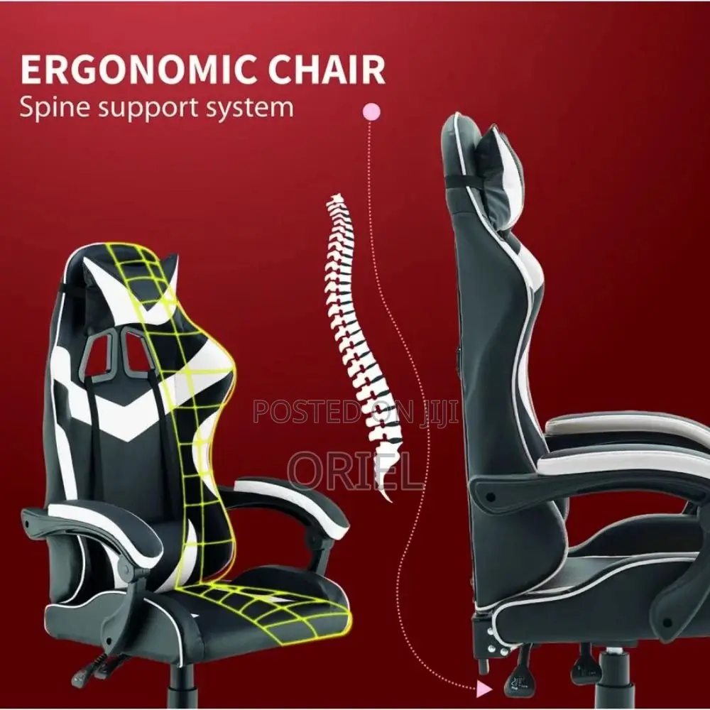 Executive Gaming Chair : Black Leather Ergonomic Gaming Chair